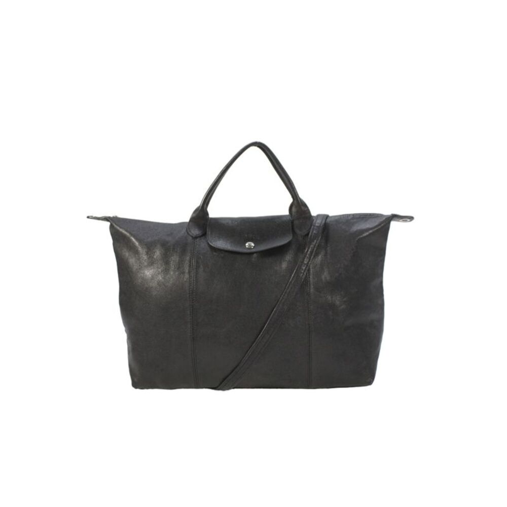 Longchamp Womens Leather Top Handle Tote Handbag Black
